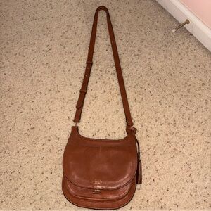 Vince Camuto Cognac Leather Saddle Crossbody Bag